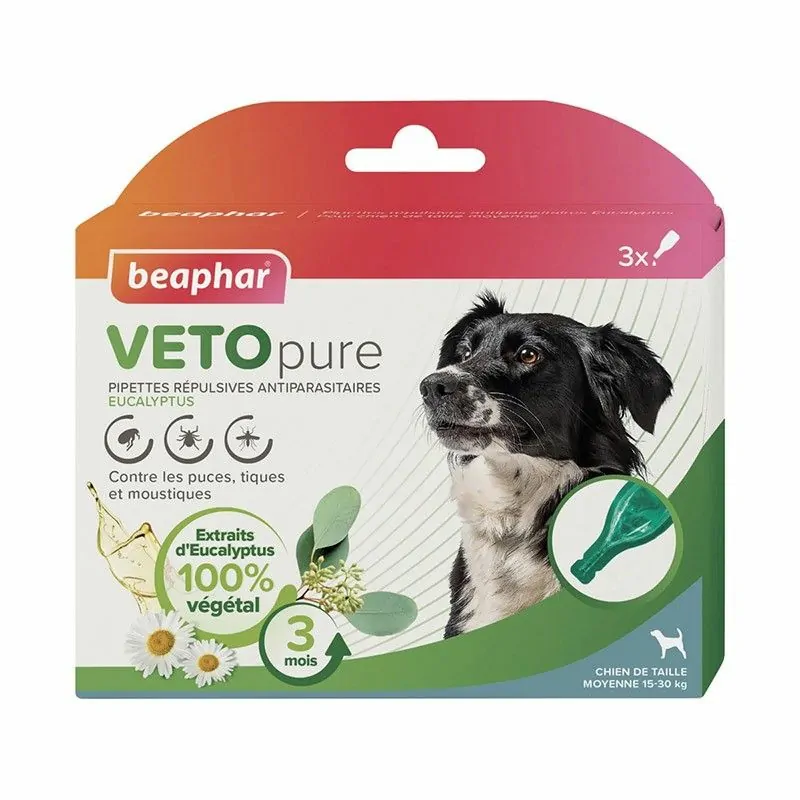 beaphar - VETOpure - pipettes antiparasitaires - chien moyen