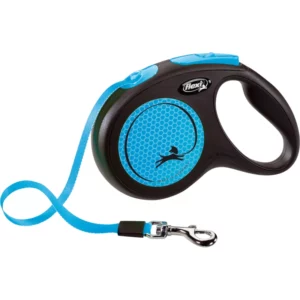laisse enrouleur flexi neon bleue