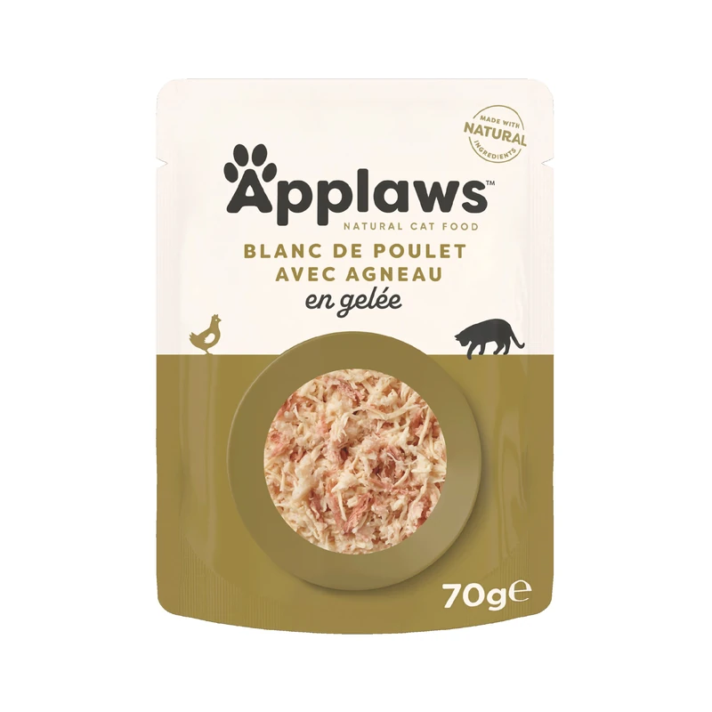 Aliment complémentaire pour chat Applaws | Blanc de poulet avec agneau en gelée